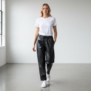 GAP Black Pleather Jogger Pants